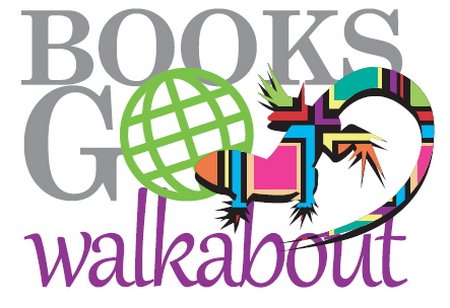 The logo of Books go Walkabout, designed by graphic artist Jim Simpson